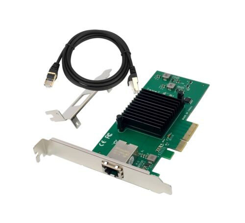 10G Pcie Network Card Nic Adapter With Aqc107 Chipset +3Ft Cat8 Ethernet Cabl...