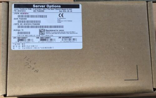 New 00Fc462 Lenovo X540-T2 Anyfabric 10Gb 2 Port Base-T Adapter 4 Rd550 Rd650