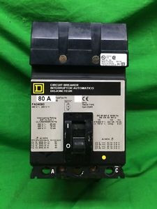 SQUARE D FA FA34080  3 POLE 80 AMP 480v CIRCUIT BREAKER  I-LINE