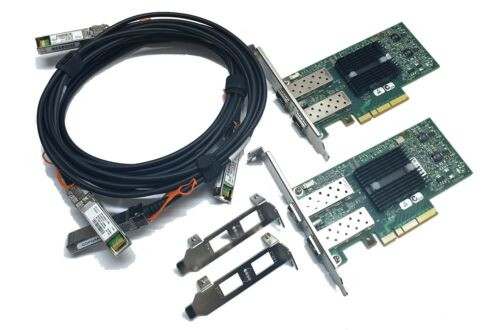 10G Network Kit 2X Mellanox Mnph29D Connectx-2 Dual Port 10Gbe Sfp+2X3M Cable-