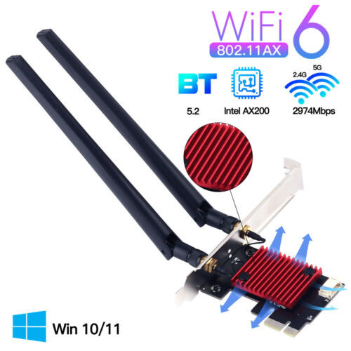 Intel Ax200Ngw Pcie Wifi 6 Network Bluetooth Card Dual Band Pci-E Wifi Adapter