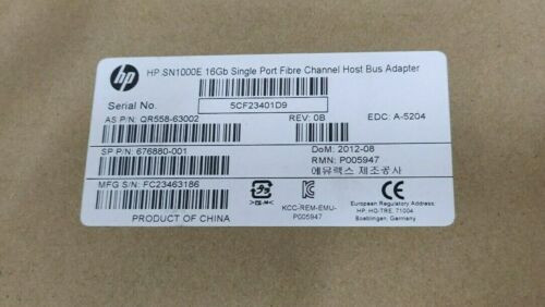 Hp 676880-001 Qr558-63002 Sn1000E 16Gb Single Port Fc Hba Card - New
