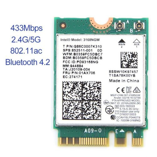 Intel 3168Ngw Ngff Wifi Card 2.4G/5Ghz 802.11Ac Bt 4.2 Wireless Network Adapter