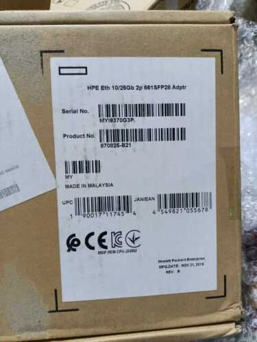 Hpe 10/25Gb Eth 10/25Gb 2-Port 661Sfp28 Adapter Pn 870823-001 Sfp28