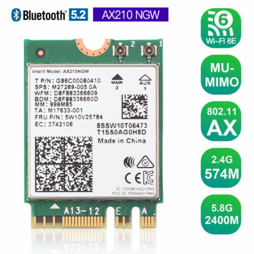 802.11Ax Wifi 6E Intel Ax210Ngw Wifi Card 6G/5G/2.4G M.2 Ngff Network Card Bt5.2