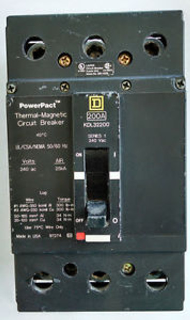 Square D KDL32200 240-Volt 200-Amp 3-Pole PowerPact Circuit Breaker