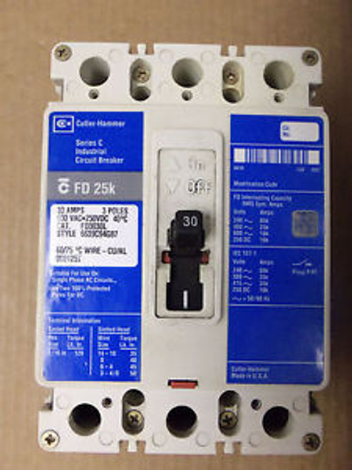 CUTLER HAMMER FD FD3030L 3 POLE 30 AMP  BREAKER BLUE LABEL