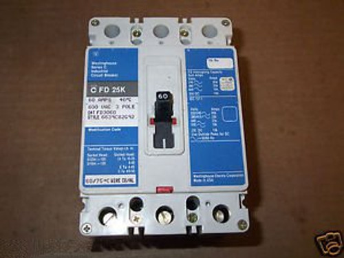 CUTLER HAMMER FD FD3060 3 POLE 60 AMP CIRCUIT BREAKER PAPER LABEL