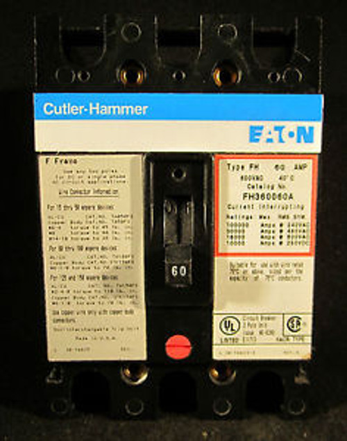 CUTLER HAMMER FH360060A 3P, 60A, 600V CIRCUIT BREAKER