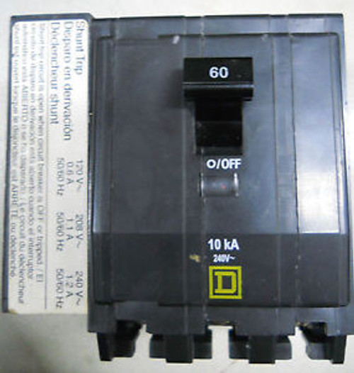 Square D QOB3601021 60 Amp Shunt trip Circuit Breaker