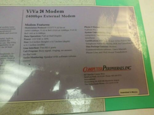 044-502558-000 Viva 24 Computer Peripherals Inc 2400 Baud External Modem Full Re