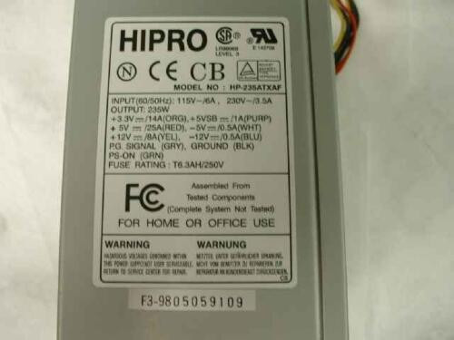 Hp-235Atxaf Hipro 235 Watt Power Supply Atx