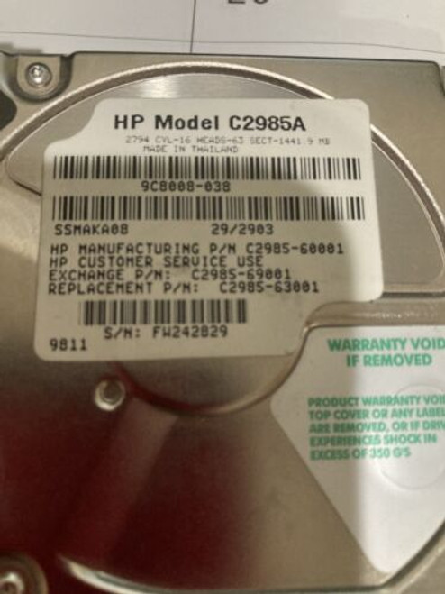 Hp C2985-60001, 2.5" With Pcb Card