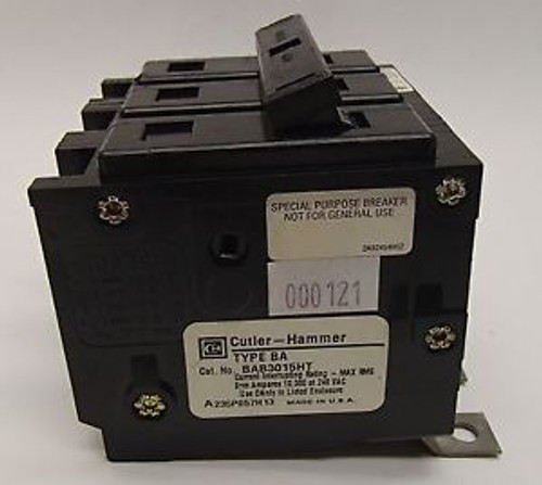 Cutler-Hammer BAB3015HT 3-pole, 15 Amp, 240 VAC  Special Purpose Circuit Breaker