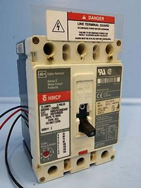 Cutler-Hammer HMCP015E0CA02 15 Amp Breaker Glossy 600V Aux HMCP Westinghouse 15A