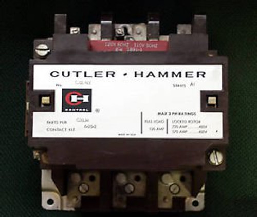 Cutler Hammer 120 Amp Contactor Series A1 Cat No C32JN3