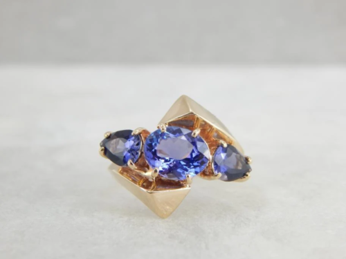 Urban Statement Cocktail Ring In Tanzanite And Iolite