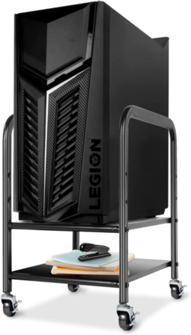 Computer Tower Stand, Desktop Atx-Case Holder, Adjustable 2-Tier Cpu Steel Rolli