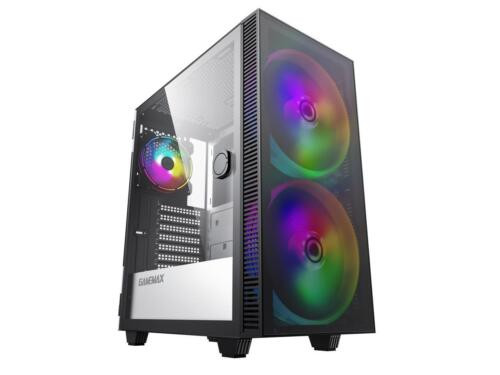 Gamemax Aero Black Steel / Tempered Glass Atx Mid Tower Gaming Computer Case W/