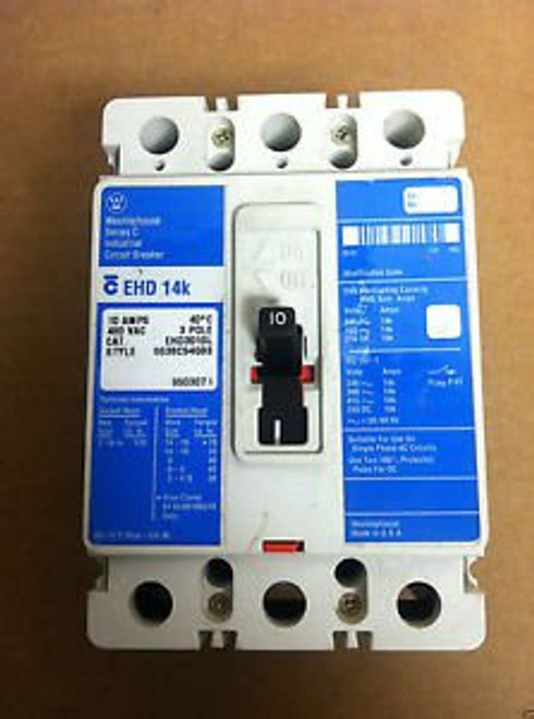 Cutler Hammer EHD 14k 3 pole 10 amp 480v EHD3010L Circuit Breaker EHD3010