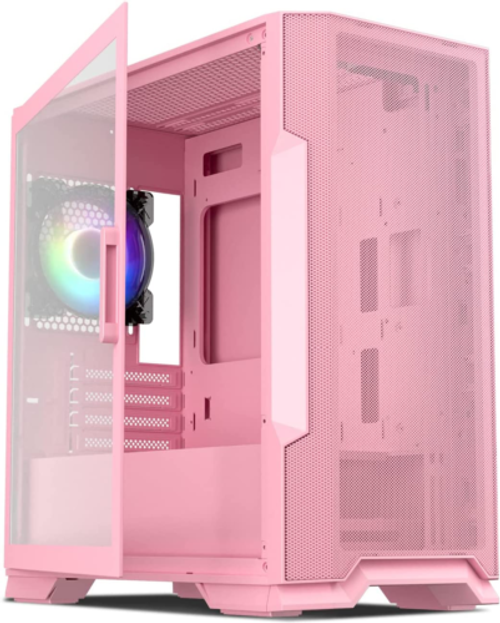 M03 Compact Computer Case Micro Atx Mini Itx All Pink Gaming Pc Case Rear 120Mm