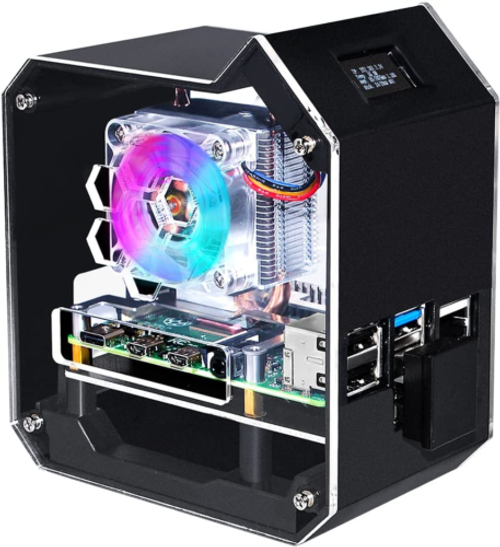 Raspberry Pi Mini Tower Nas Kit, Raspberry Pi Ice Tower Cooler With Pwm Rgb Fan,