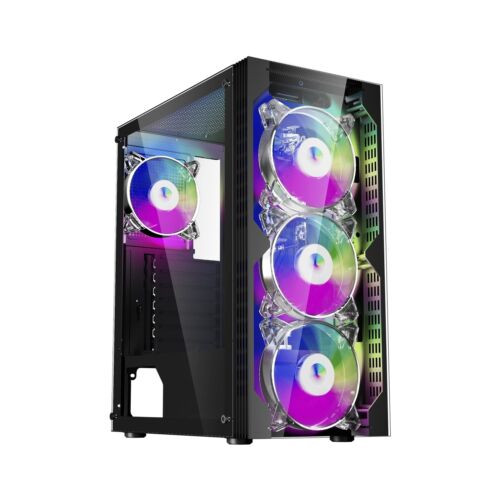 Esgaming F10 Atx Computer Case Mid Tower Pc Case With Tempered Glass Side Pan...