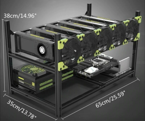 Veddha 6 Gpu Miner Case Aluminum Stackable Mining Case Rig Open Air Frame Usa