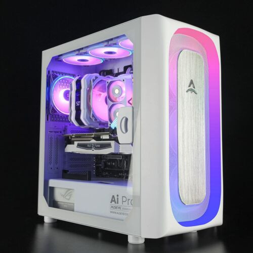 Alseye Ai-Pro White Argb Mid-Tower Pc Gaming Case E-Atx Computer Case Type-C
