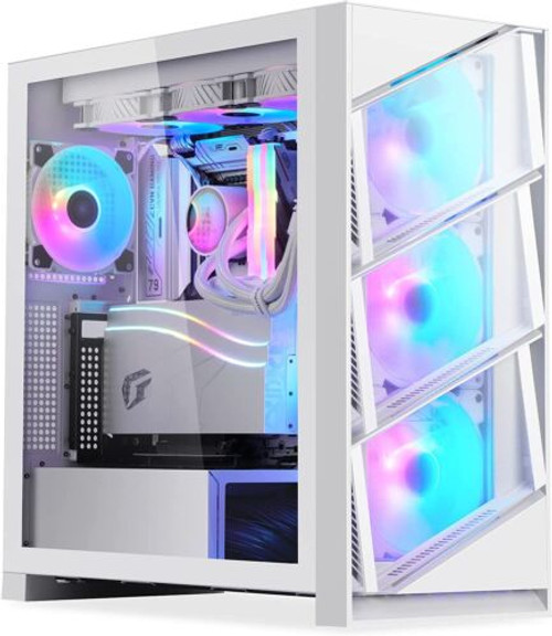 Segotep White Aeolus T3 Atx Pc Computer Case Mid-Tower Gaming Pc Case New