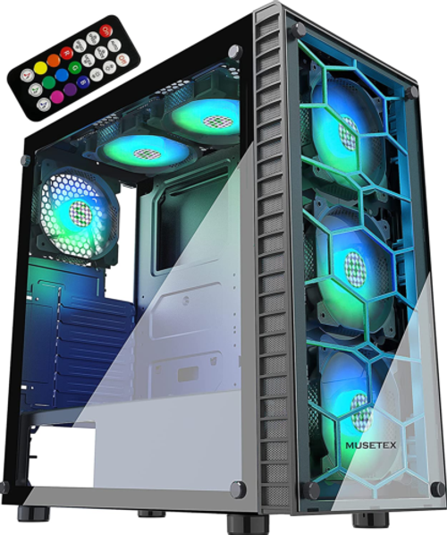 Atx Pc Case With 6 Pcs 120Mm Argb Fans, Computer Gaming Case Mid-Tower Phantom B
