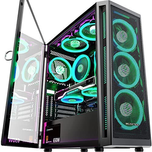 Musetex Atx - Funda De Pc Preinstalada Con 6 Ventiladores Pwm Argb, Funda De