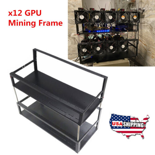 Double Deck 12 Gpu Open Air Frame Rack Case For     Mining Rig Computer Usa