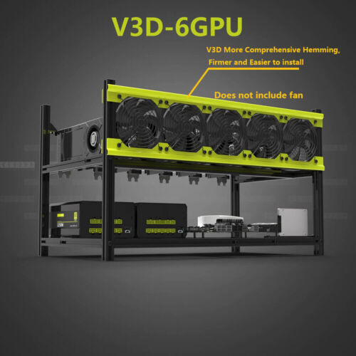 Veddha V3D 6 Gpu Aluminum Stackable Open Air Mining Rig Frame Miner Case