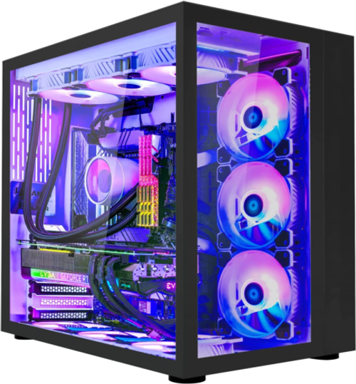 Mid-Tower Pc Gaming Case Front I/O Usb Type-C Port & Dual Tempered Glass Sides