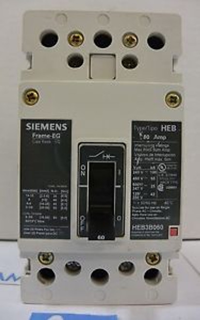 Siemens HEB 60 amp breaker HEB3B060 Frame EG HEB3B060B