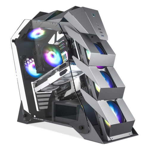 Vetroo K1 Open Frame Mid Tower Atx Pc Gaming Computer Case Dual Tempered Glass