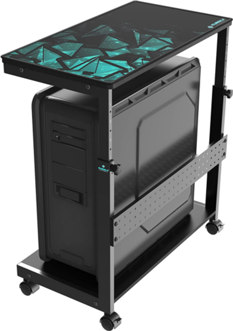 Height Adjustable Computer Tower Stand, 2-Tier Atx-Case Cpu Holder Cart Under De