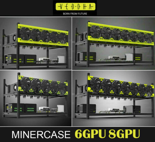 6/8 Gpu Mining Rig Frame Equipment Aluminum Open Air Housing Stackable V3D V3C