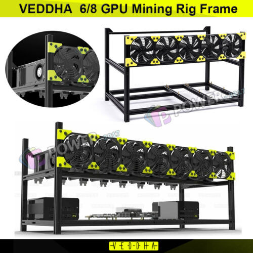 6/8 Gpu Aluminum Stackable Open Air Mining Computer Frame Rig Veddha