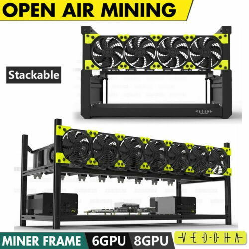 Veddha 6-8 Gpu Stackable Open Air Mining Computer Frame Rig Case Crypto Coin