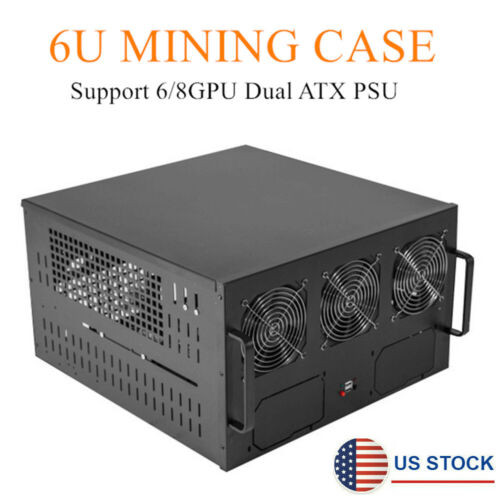 For 6/8 Gpu Atx Crypto 6U Mining Rig Frame Graphics Card Case Holder With 6 Fans