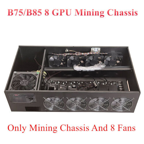 B75 B85 Mining Chassis W/ 8 Fans For 65Mm 8 Gpu Video Cards Atx Miner Frame Case