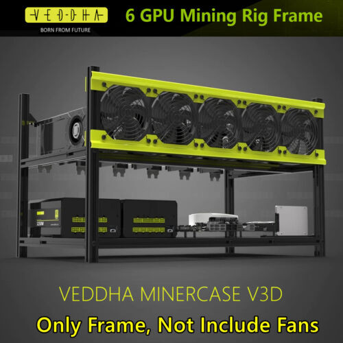 Veddha 6 Gpu Aluminum Stackable Open Air Mining Computer Frame Rig V3D