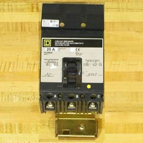 Square D FC34020 Breaker, 20 Amp, 480 Volt, 65 kAIR, I-Line, Used