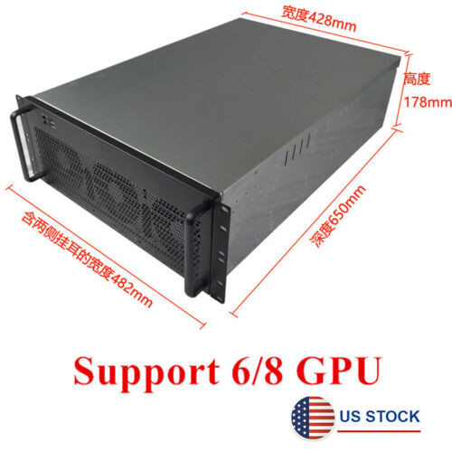 Us Stock For  6/8 Gpu Graphics Card Mining Rig Server Case Frame W/6 Fans