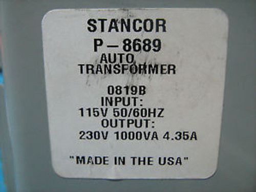 STANCOR STEP-UP TRANSFORMER P-8689 120/240 VAC 1000VA