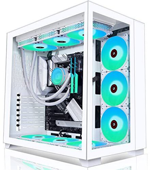 Pc Case - Atx Tower Tempered Glass Gaming Computer Case With 9 Argb Fans, C590