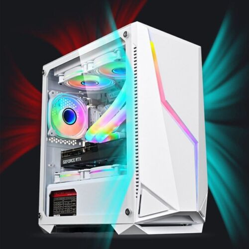 Aok Atx M-Atx Itx Mid-Tower Gaming Pc Computer Case W/ Tempered Glass Black\Whit