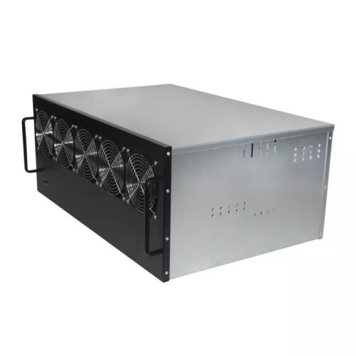 Gpu Server Case (6U 13Gpu) Mining Case Crypto Mining Case Black With Fans Psu